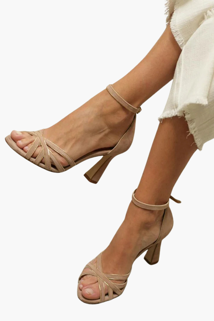 Elviera™ | Sandały peep-toe z patchworkiem