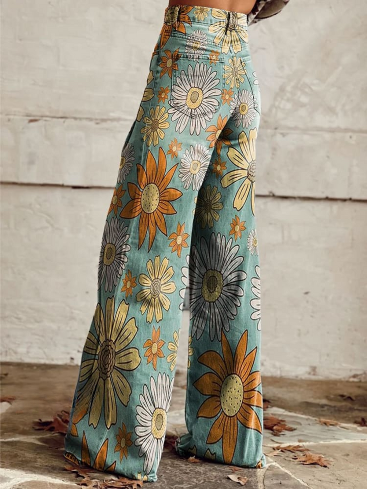 Cirilla™ | Spodnie palazzo w kwiatowy wzór vintage