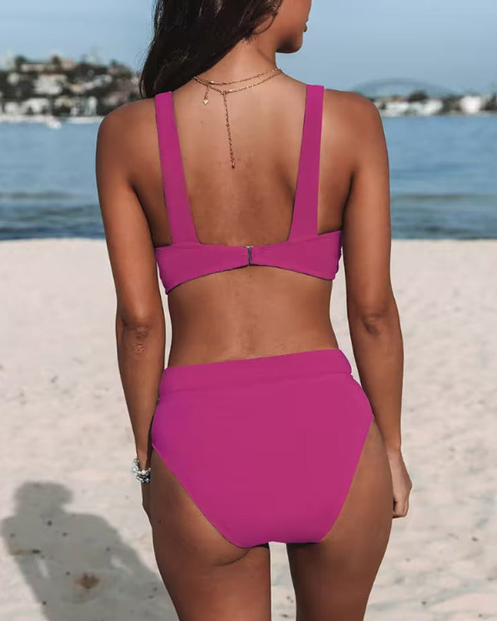 Kim™ | Jednokolorowe bikini z wysokim stanem