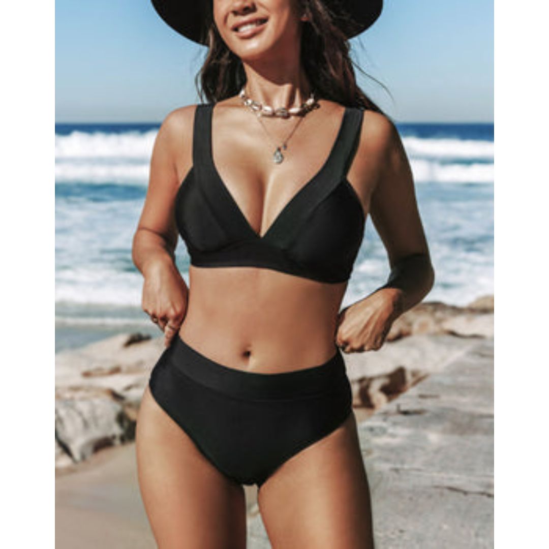 Kim™ | Jednokolorowe bikini z wysokim stanem